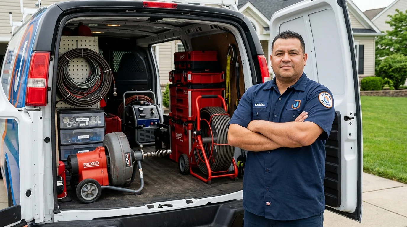 Professional drain cleaning equipment and Johns Plumbing LLC plumber in Chatom