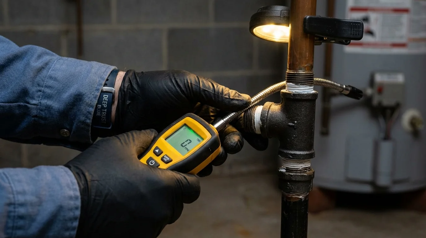 Gas leak detection with electronic sniffer by Johns Plumbing LLC in Chatom