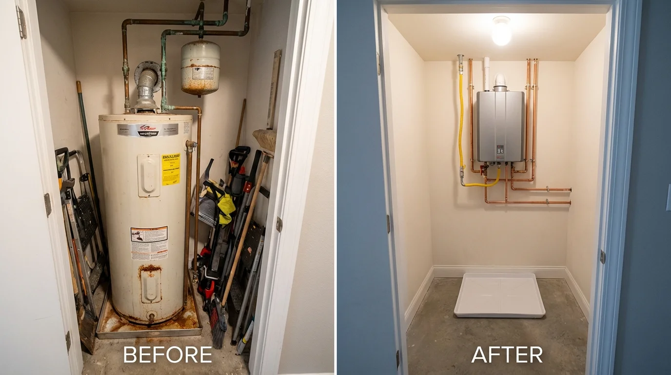 Tank water heater versus wall-mounted tankless unit comparison for Chatom, AL homeowners